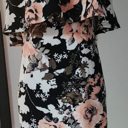 New Off The Shoulder Forever 21 Black Floral Dress 