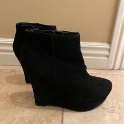 Black Wedge Booties 