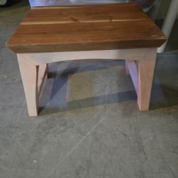 Wood stool pink and brown