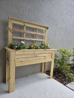 Custom Wood Planter Box with Trellis - Built to Order - $150