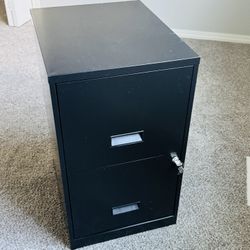 MAKE OFFER 2 Drawer Locked Keyed Office File Cabinet Vertical Filing Storage Home Business Paperwork Black