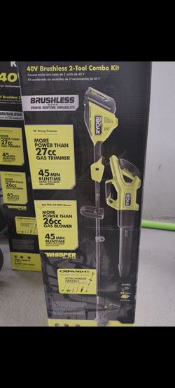 NEW RYOBI 40V String Trimmer + Blower Kit Cordless Battery Charger Weed Wacker Eater