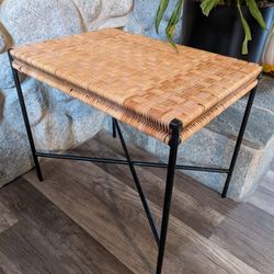 Wicker And Metal Accent Table 