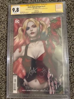 CGC 9.8 SS Harley Quinn & Poison Ivy #1 Signed by Stanley Artgerm Lau and Jody Houser Variant Cover