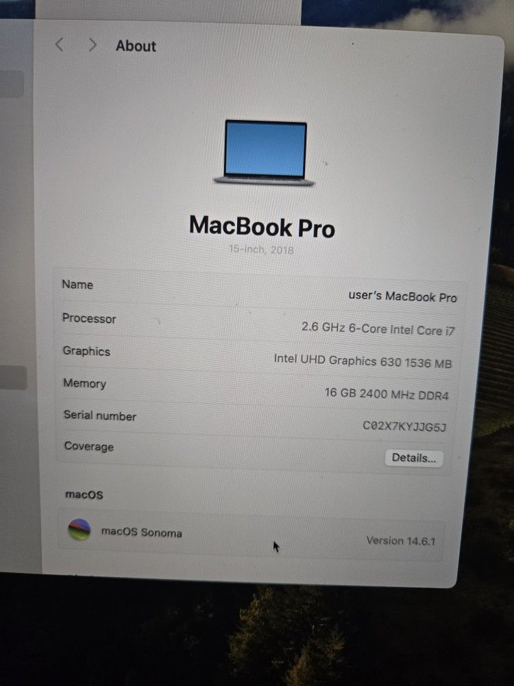 2018 15inch MacBook Pro 512gb
