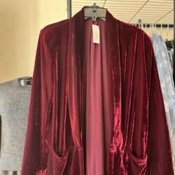 🎁🎄Women Red Velvet Cardigan 🎄🎁 Size Small 
