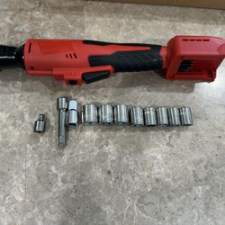 3/8" Cordless Ratchet Wrench Compatible with Milwaukee M18 Battery,42Ft-Lbs Torque Electric Ratchet Set with 220RPM Variable Speed Trigger,8 Sockets,1