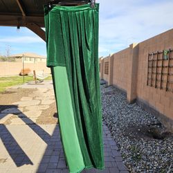Green velvet skirt with draped Side part