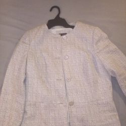 The Limited Beige Tweed Lined Blazer Jacket 