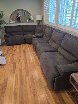 Living Spaces 6 piece couch with multiple plug ins and recliner