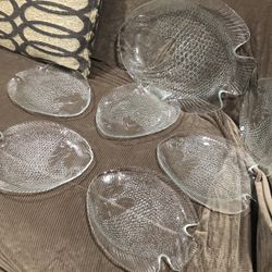 Vintage  Set of 7 Fish Plate Arcoroc France