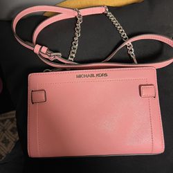 Pink Michael Kors Small Leather Crossbody Bag 