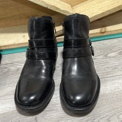 BORN Womens 6.5 M Pirlo Ankle Booties Black Leather Buckle D76103  Boots