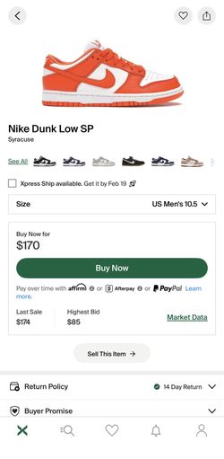 Nike Dunk Low SP Syracuse Size 10.5 