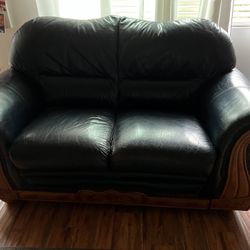 Real Leather Couch Set(2) Navy