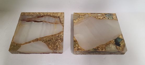 2 Beautiful Stone and Resin Coasters