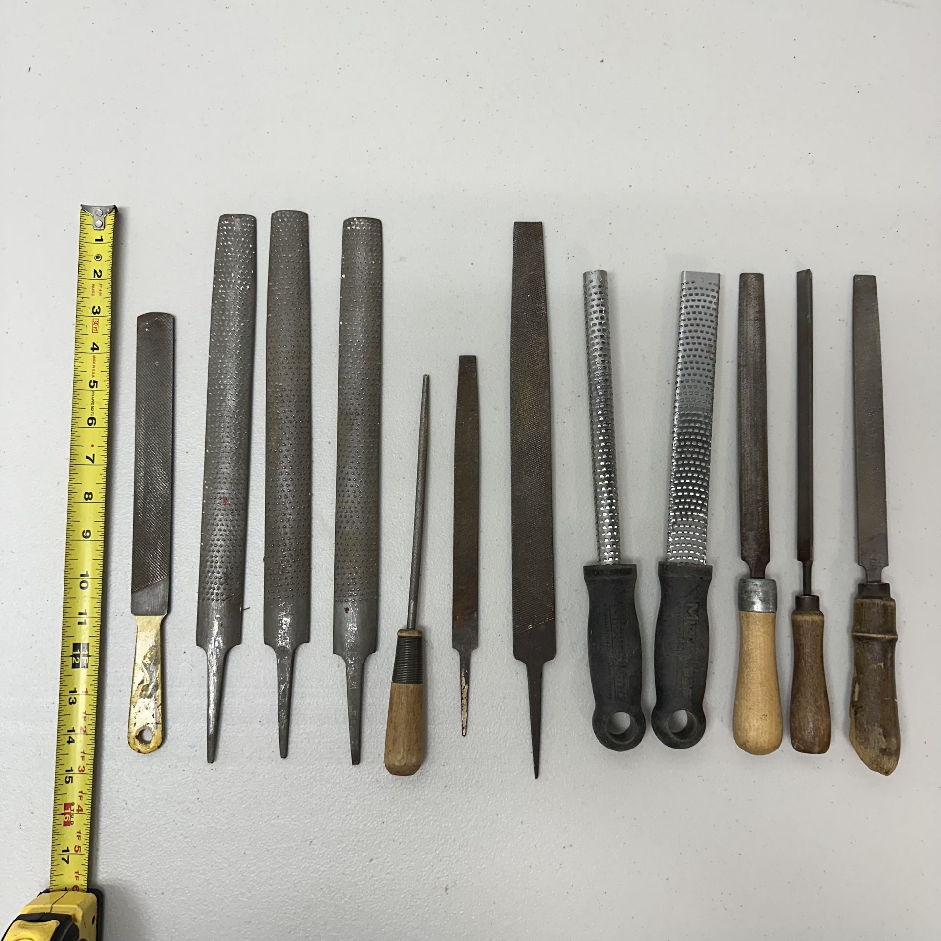 12 Piece Vintage Woodworking File & Microplane Set