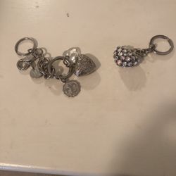 2 Heart Keychains Charms