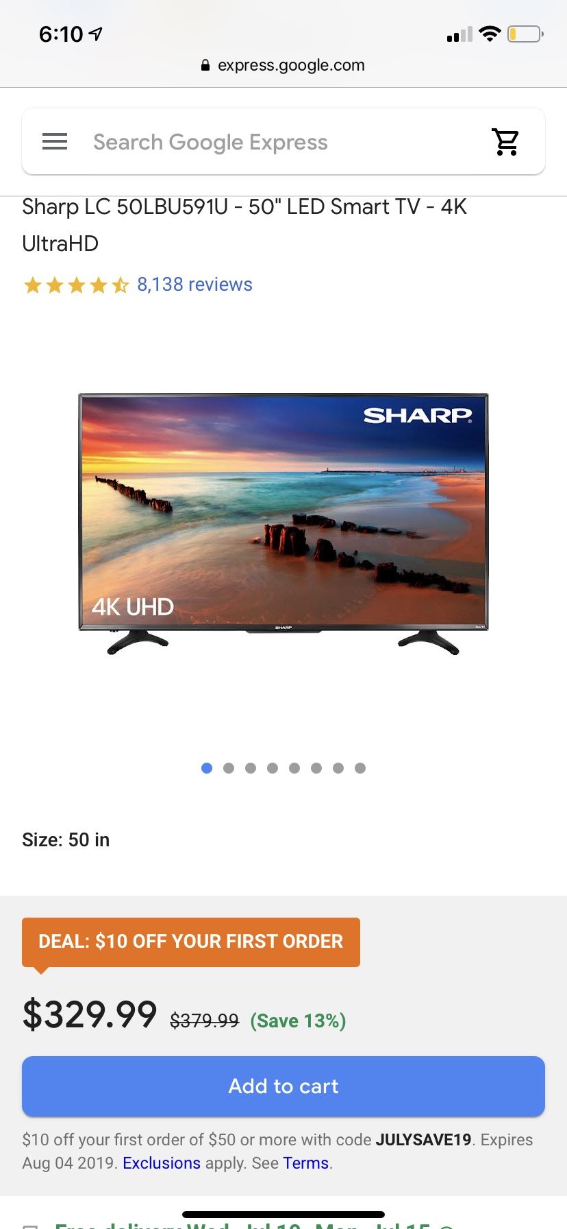 50 Inch Smart TV (Roku)