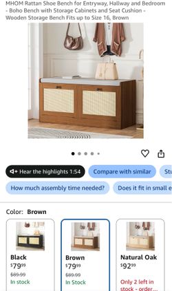 MHOM Rattan Shoe Bench for Entryway