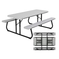 Lifetime 6 ft Classic Folding Picnic Table, Gray Brand New In Box