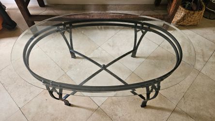 Glass and metal coffee table