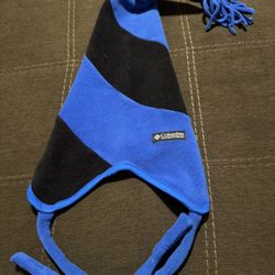 Vintage 90s Columbia Warm Fleece Kids Long Stocking Cap Blue & Black Winter Hat