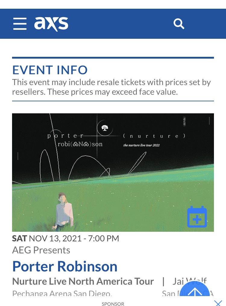 Porter Robinson Nurture Tour SD Pechanga Arena 2 Tickets