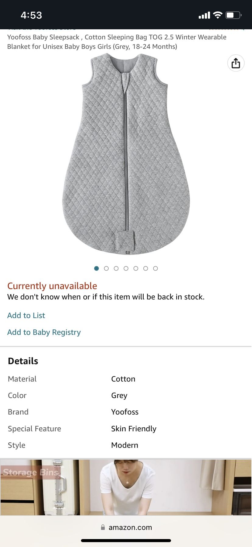 Baby Sleep sack TOG2.5