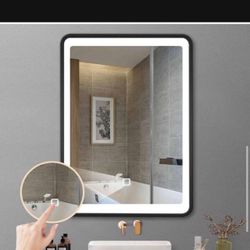 New 24 in. W x 30 in. H Rectangular Metal Medicine Cabinet with Mirror, LED Lighted