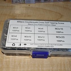 $4 For 800pc M2 Countersunk Cross Self-Tapping Screws. Discount Applied If More Than One Box Purchased. 30+ Available.  Discount for bulk, let me know
