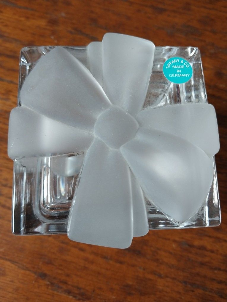 Jewelry  Box Tiffani & Co. Crystal Glass Square Gift Bow Jewelry Box 