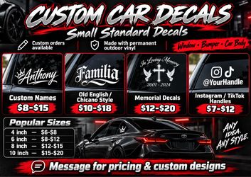 Custom Car Window Decals & Stickers – Personalized Names Starting at $7