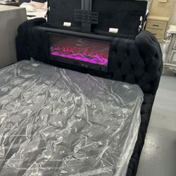 SPRING Forward With Huge Savings 🙀🙀 TUFTED Bed Frames With LED/Fireplace/Bluetooth/TV