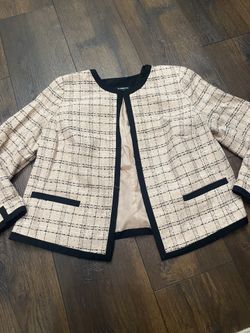 Womans Pink And Black Tweed Jacket Size 18 By Liz Claiborne #7