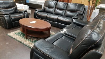 Highend 3 pc black reclining sofa love and chair