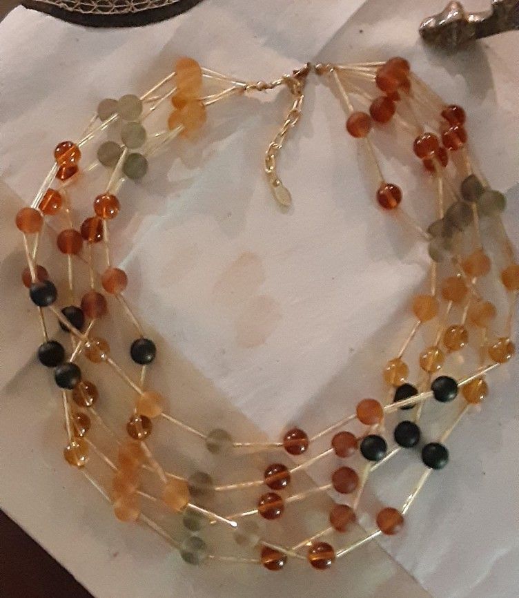 Murano Glass 5 Strand Beaded Glass Necklace