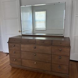 Antique Large Dresser With Mirror 