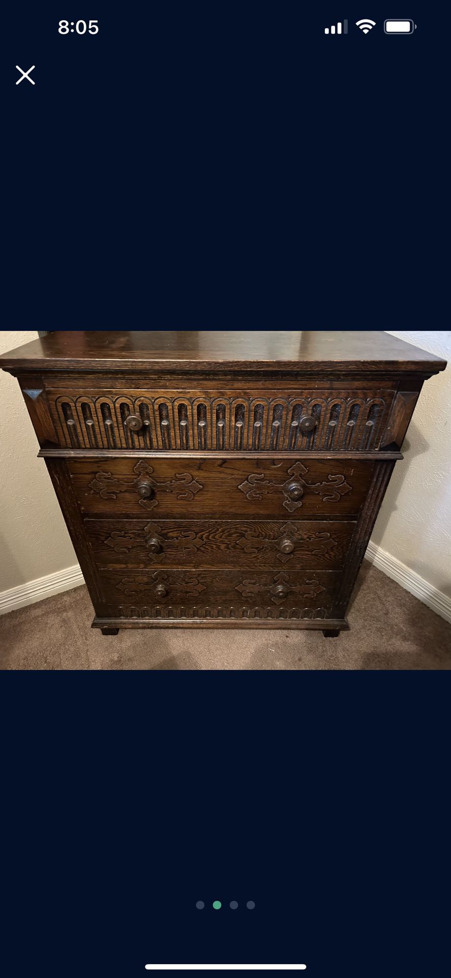 Solid Wooden Antique Dresser