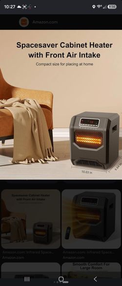6 ELEMENT INFRARED HEATER 1500-Watt ELECTIC SPACE HEATER BLACK