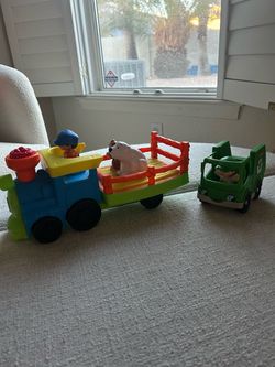 Fisher Price Little People Musical Zoo Train and Recycling Truck