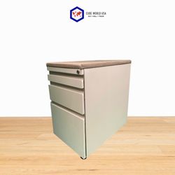 Haworth white mobile BBF cushioned pedestal