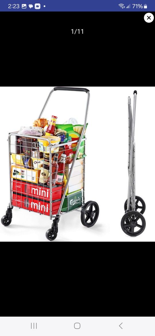 Folding Shopping Cart With Swivel Wheels 