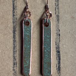 Handmade Copper Patina Bar Earrings 