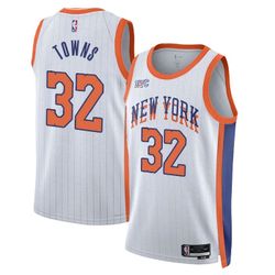 Karl Anthony Towns Jersey New York Knicks Men’s Large White #32