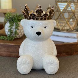 Bath & Body Works Royal Gold Crown Polar Bear Candle Holder Pedestal