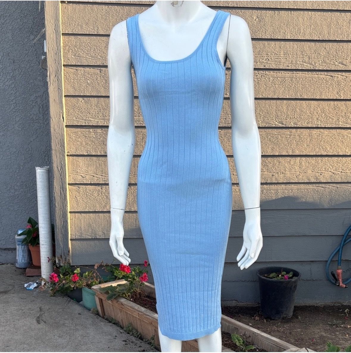 Light Blue Ribbed Dress
