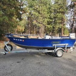 14FT DUROBOAT ALUMINUM BOAT 30HP HONDA GALVANIZED TRAILER 