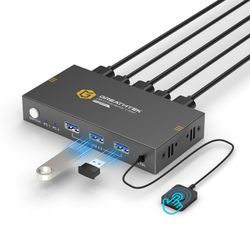 KVM Switches 2 Port 8K@60Hz, GREATHTEK KVM Switch HDMI Share USB Devices with 3 USB3.0 Hubs, 2 Computers 1 Monitor Share Keyboard Mouse Printer, Butto