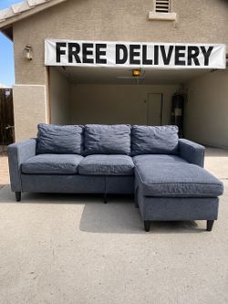 Good Condition Blue Couch & Ottaman